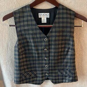 Studio Collection Vest, Size Medium, Black with Gold Metallic Thread